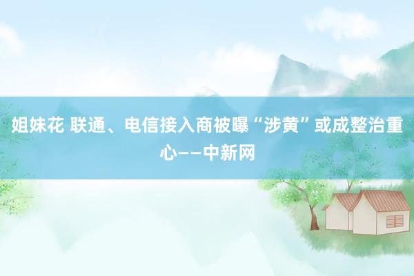姐妹花 联通、电信接入商被曝“涉黄”或成整治重心——中新网