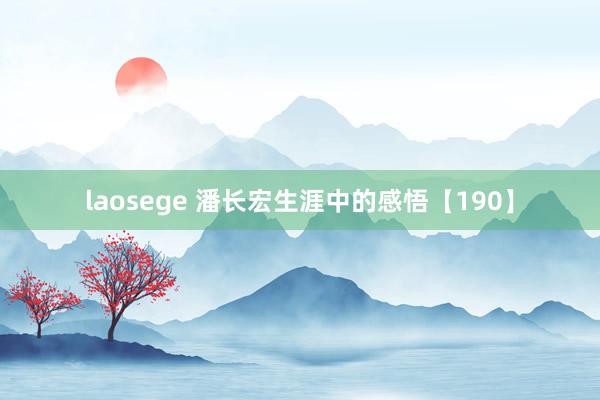 laosege 潘长宏生涯中的感悟【190】