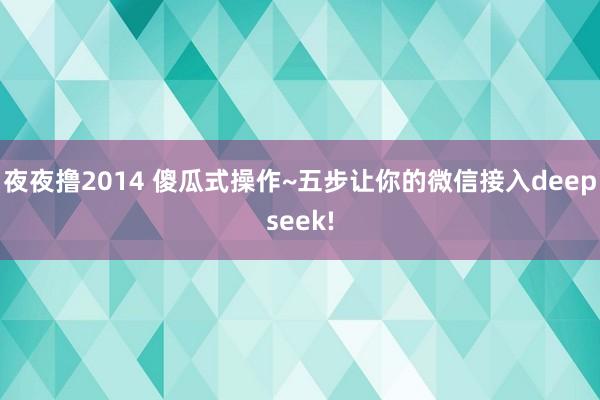 夜夜撸2014 傻瓜式操作~五步让你的微信接入deepseek!